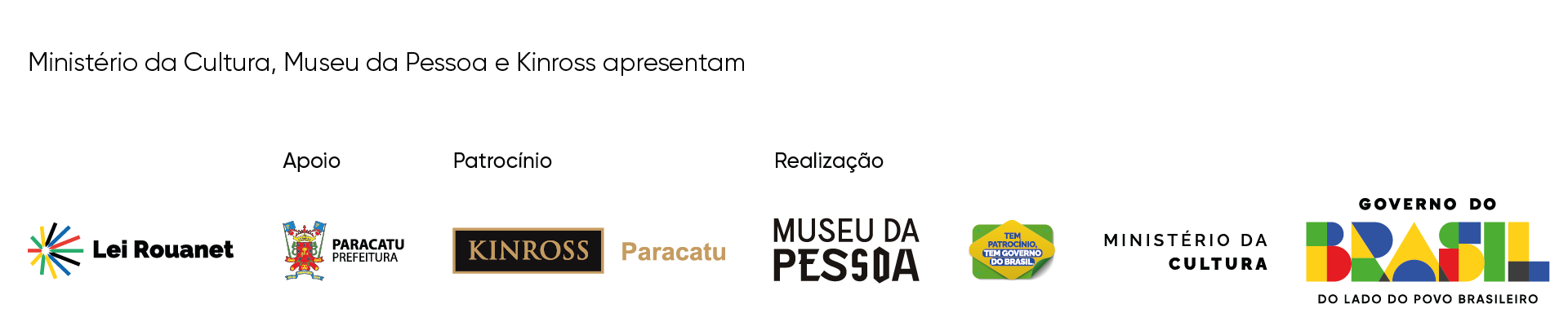 Imagem com os logos dos patrocinadores e colaboradores da Mostra Educativa organizada pelo Museu da Pessoa.