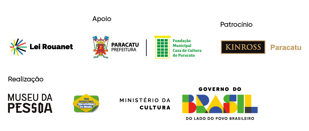 Imagem com os logos dos patrocinadores e colaboradores da Mostra Educativa organizada pelo Museu da Pessoa.