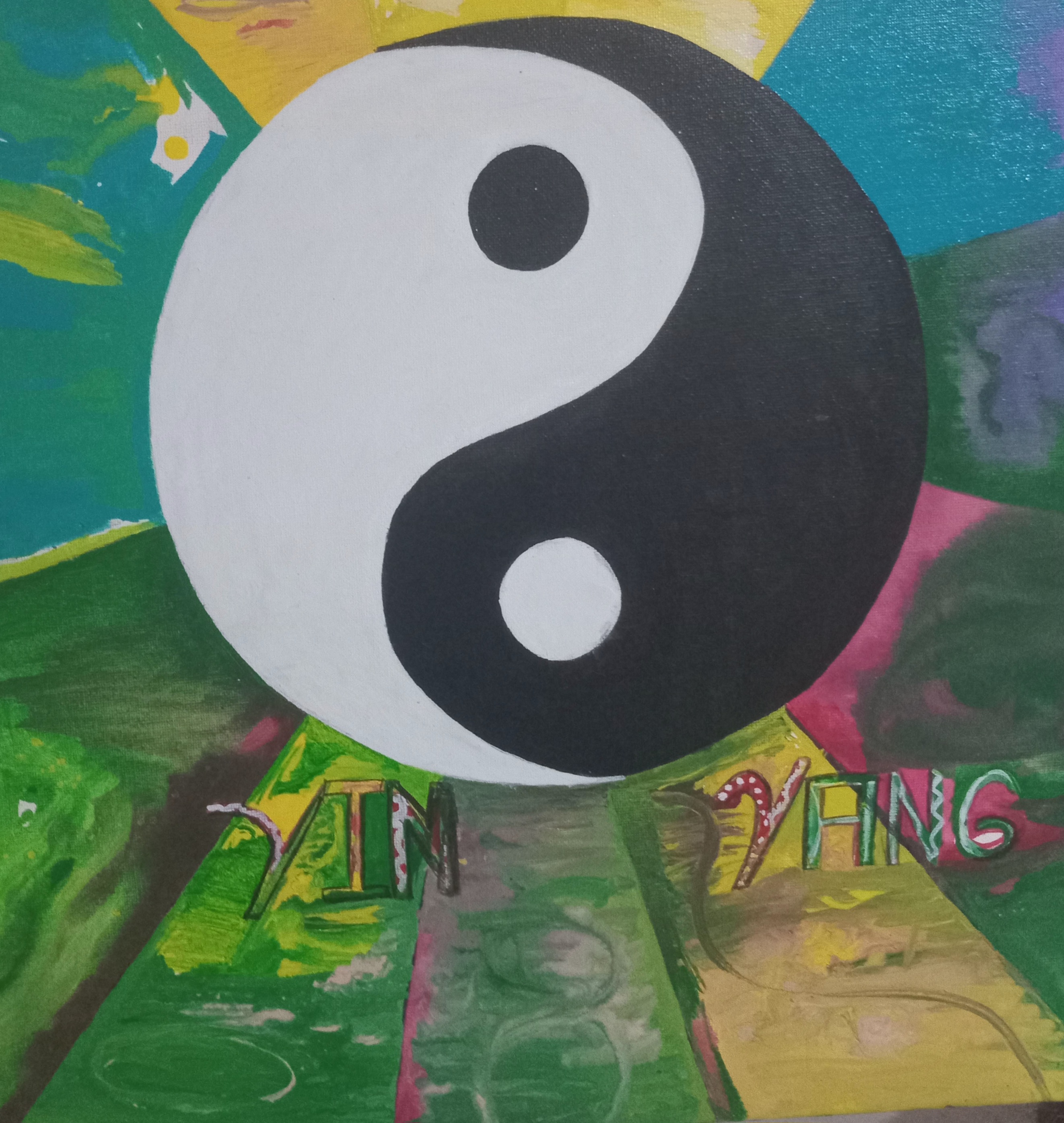 Estácio - Trabalho da faculdade, em pintura: Yin, Yang e suas influências em nossas vidas: atração e repulsa