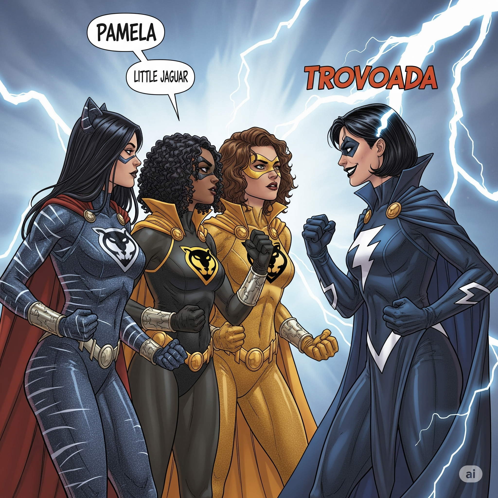 as tres super heroinas as panterinhas contra a vilã trovoada 