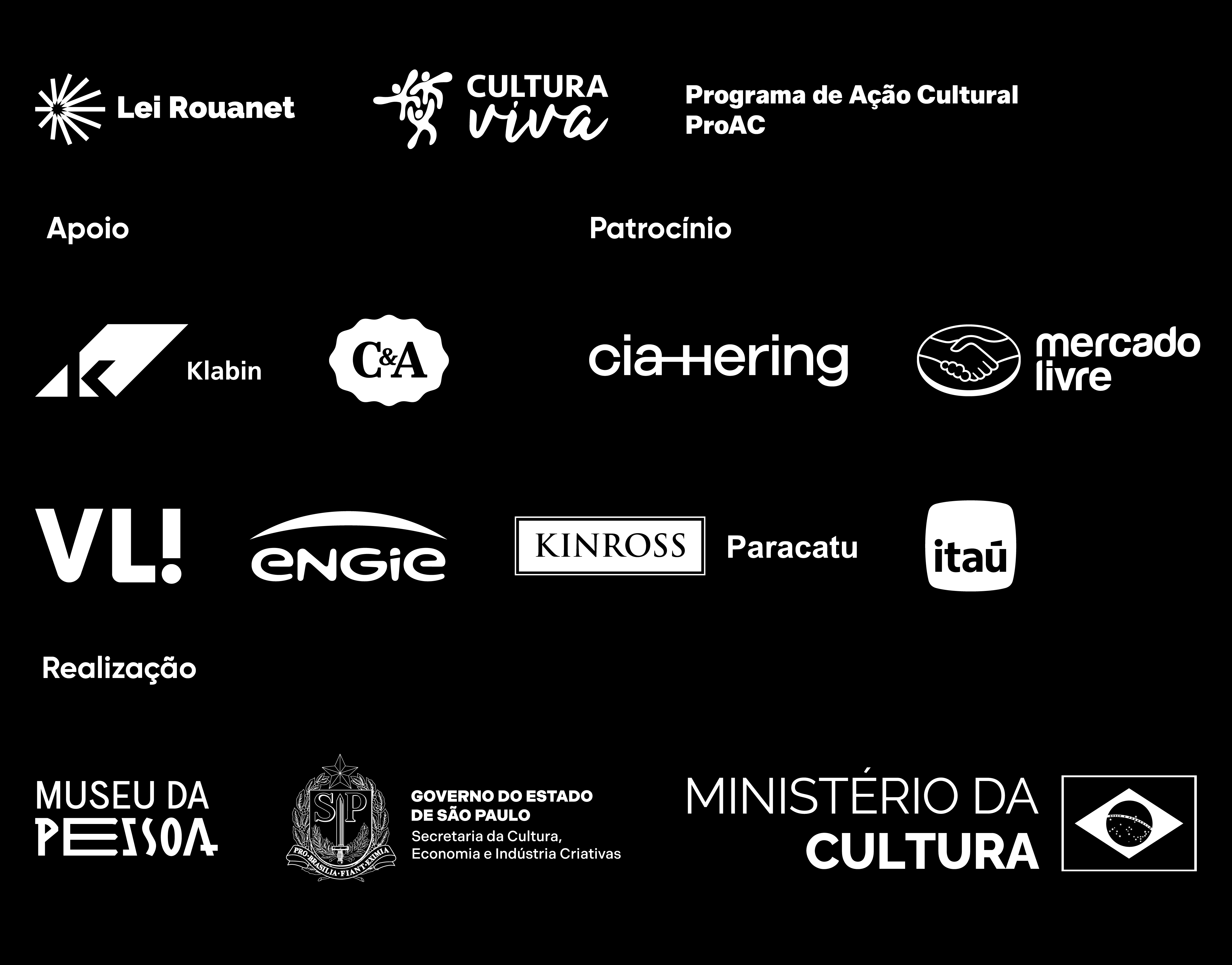 Apoiadores, Patrocínio e Parceiros do Museu da pessoa.